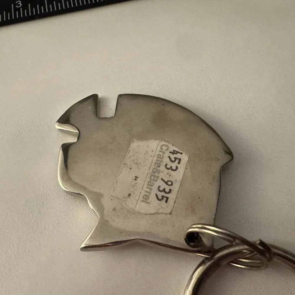 Crate &‎ Barrel Fish Keychain Metal Silver Tone Novelty Collectible